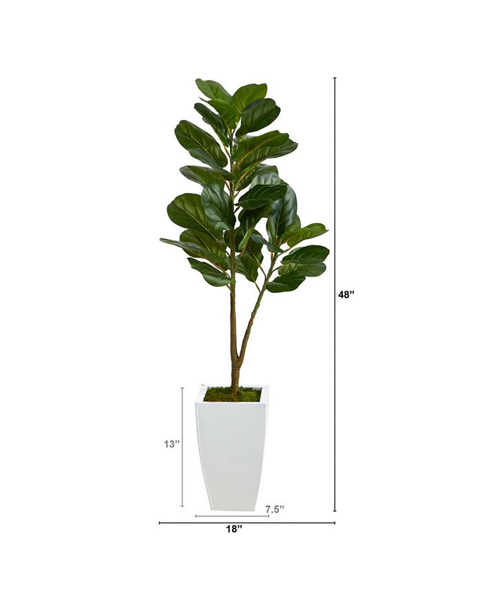 Nearly Natural 4' Fiddle Leaf Fig Artificial Tree in Metal Planter Macy's