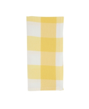Saro Lifestyle Buffalo Plaid Check Pattern Design Cotton Napkins, Set Of 4, 20" X 20" In Yellow