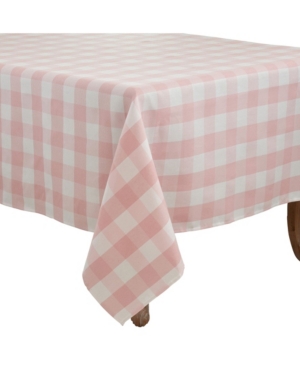 Saro Lifestyle Buffalo Plaid Design Cotton Blend Tablecloth, 70" X 70" In Pink