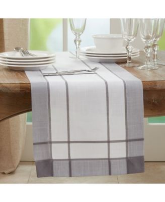 Long Table Runner with Banded Border Design, 108" x 16"