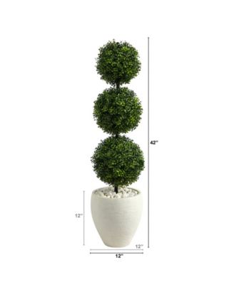 3.5' Boxwood Triple Ball Topiary Artificial Tree in Planter Indoor/Outdoor