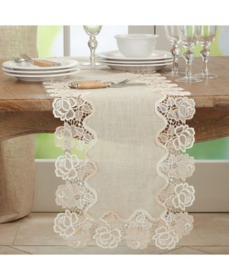 Lace Table Runner with Rose Border Design, 72" x 16"