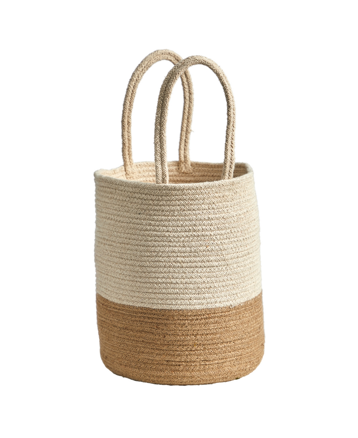 NEARLY NATURAL 12" HANDMADE NATURAL COTTON WOVEN BASKET PLANTER 