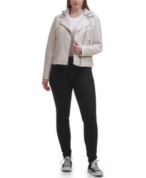 Levi's Trendy Plus Size Hooded Faux-Leather Moto Jacket