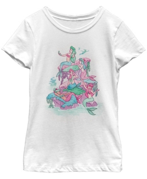 Big Girls Tinkerbell Watercolor Mermaids Short Sleeve T-shirt