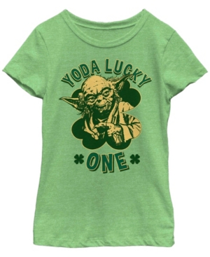 Fifth Sun Kids' Big Girls Star Wars Lucky One Short Sleeve T-shirt In Green Apple