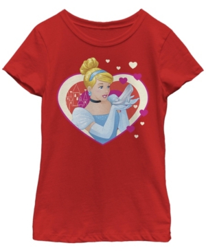 Big Girls Disney Princesses Cinderella Hearts Short Sleeve T-shirt