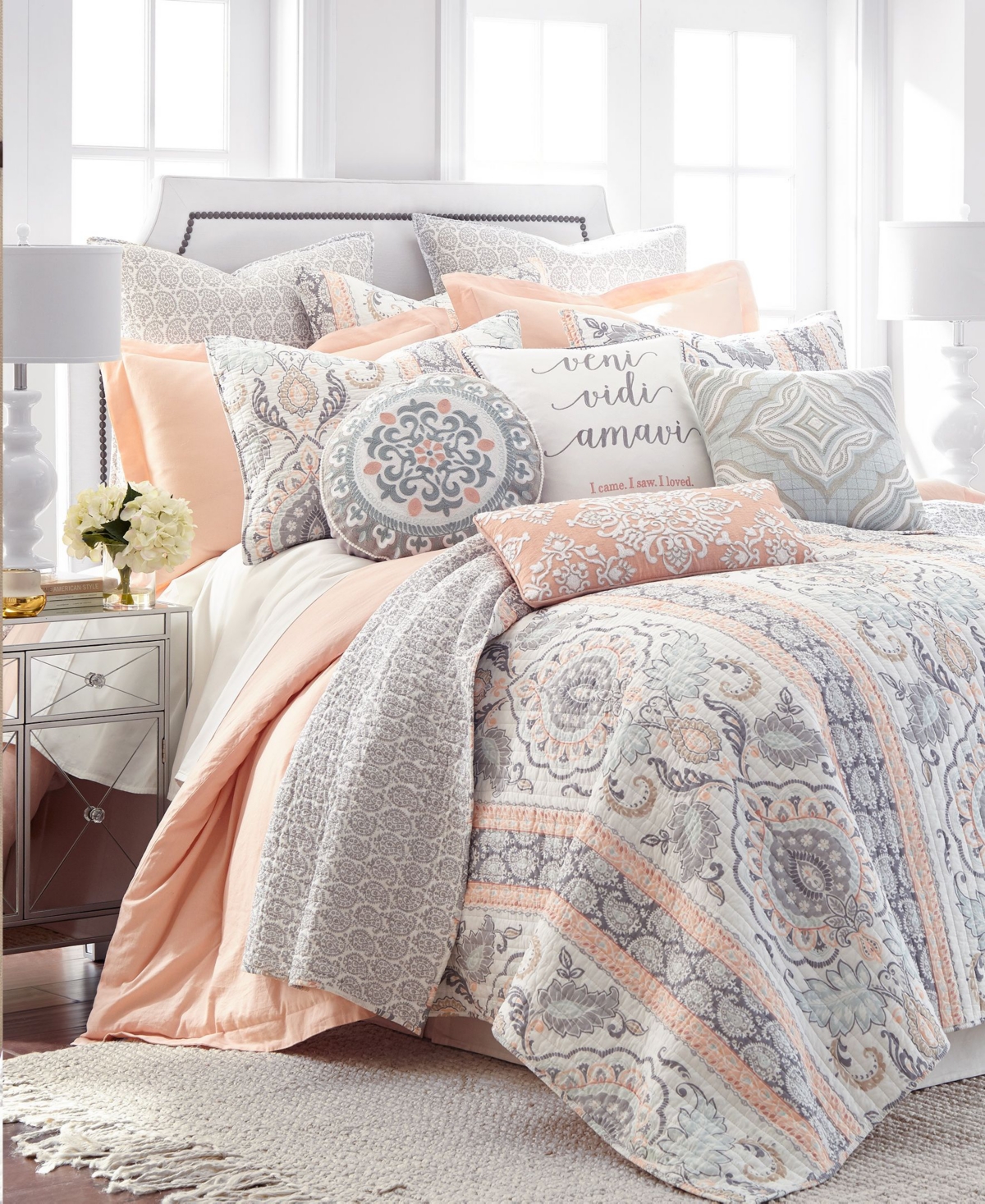 Levtex Darcy Paisley Damask 2-pc. Sham Set, European In Gray