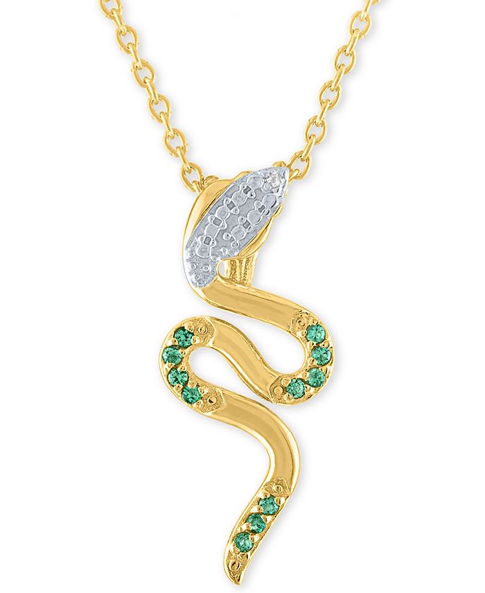 Macy s Lab Created Emerald 1 20 ct. t.w. Diamond Accent Snake