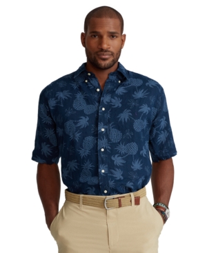 Polo Ralph Lauren Men's Big & Tall Pineapple-Print Linen Shirt