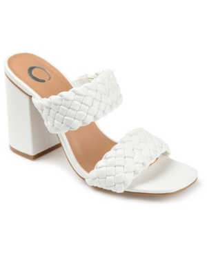 Journee Collection Women's Melissa Woven Sandals In White