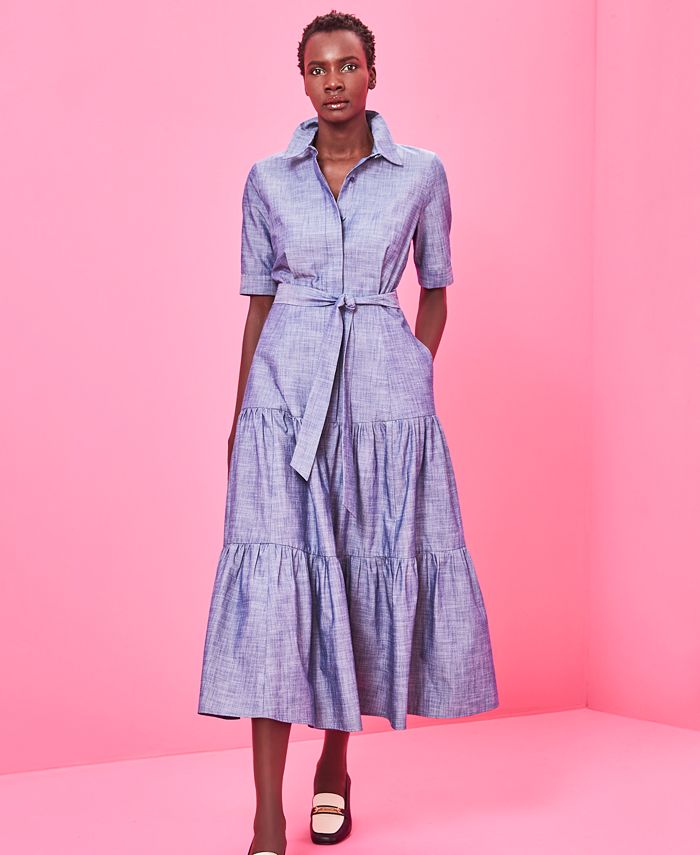 Calvin Klein Cotton Chambray Maxi Dress & Reviews - Dresses - Women - Macy's