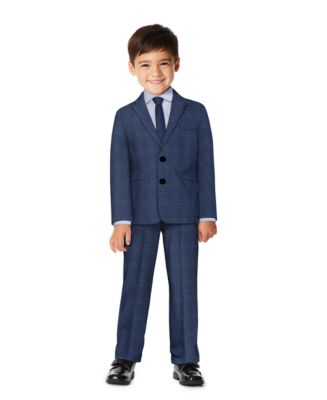 Little Boys Stretch Textured Plaid Suit Set, 4-piece Set - Macy's