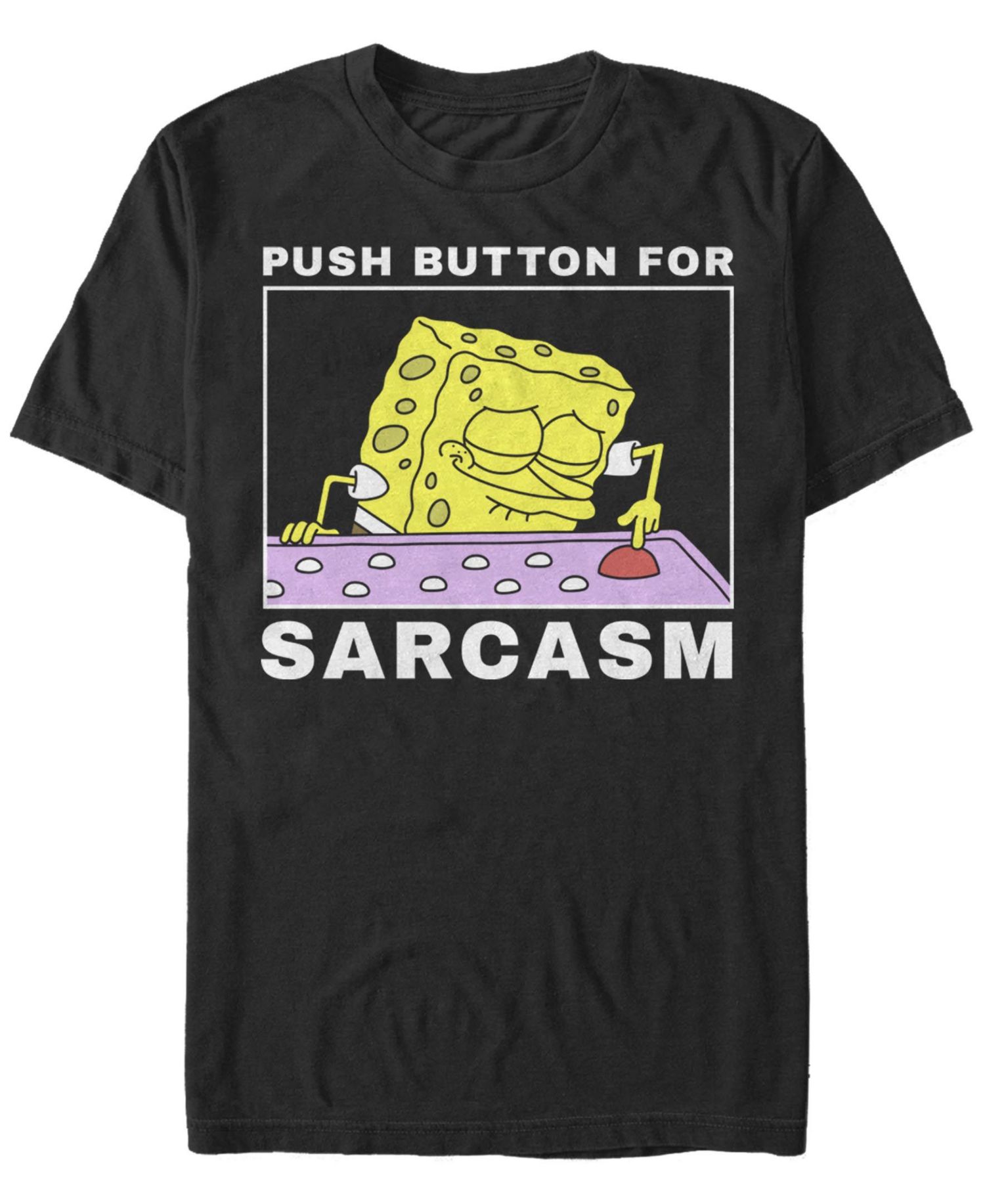 Men's Sarcasm Button Meme Short Sleeve Crew T-shirt
