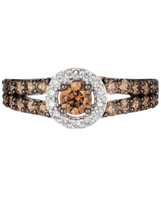 Chocolate Diamond (1 ct. t.w.) & Nude Diamond (1/8 ct. t.w.) Halo Ring in 14k White, Yellow or Rose Gold