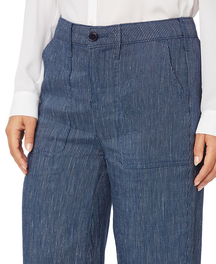 NYDJ Striped Wide-Leg Linen-Blend Ankle Pants - Macy's