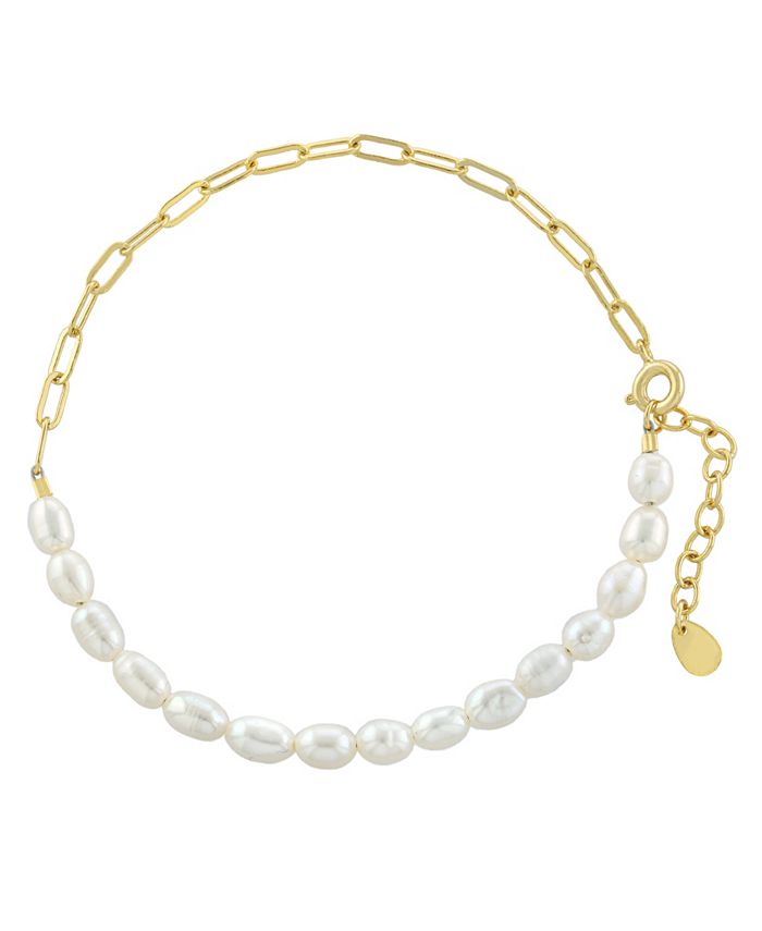 Macy's - Silver Tone or Gold Tone Freshwater Pearl Chain Bracelet