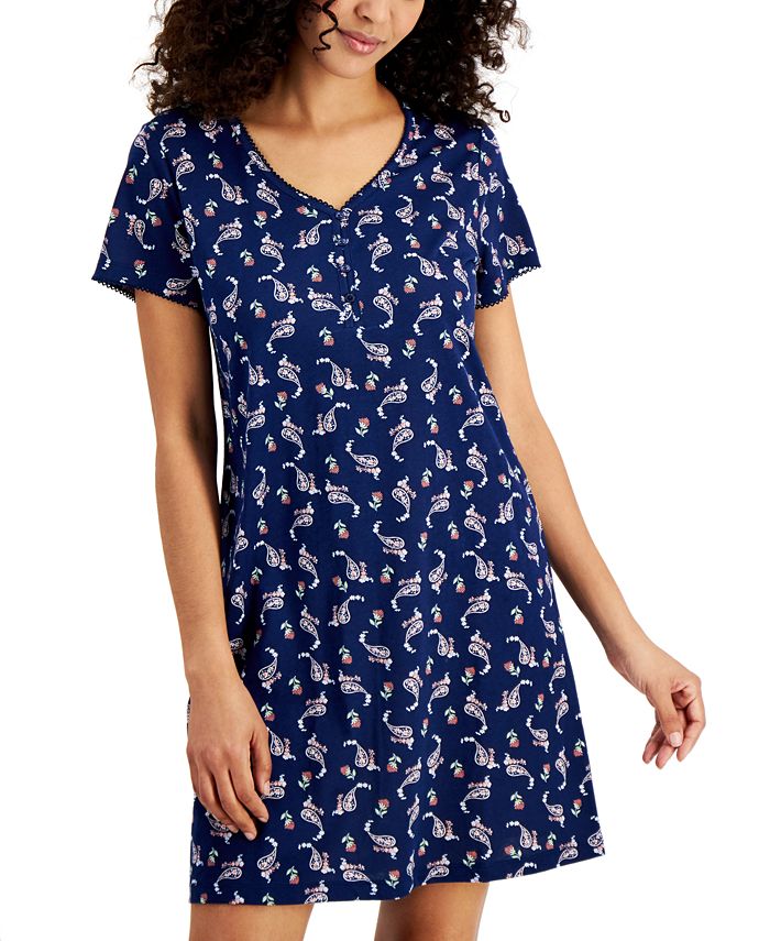 Charter Club Cotton Printed Sleep Shirt, Created for Macy's & Reviews