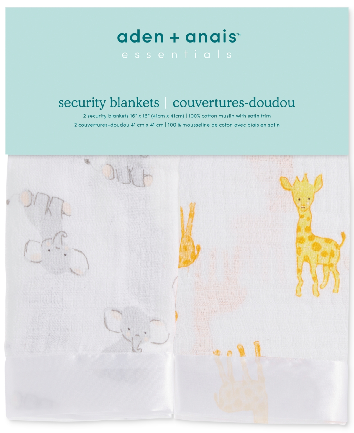 aden by aden + anais Baby Boys or Baby Girls Security Blankets, Pack of 2