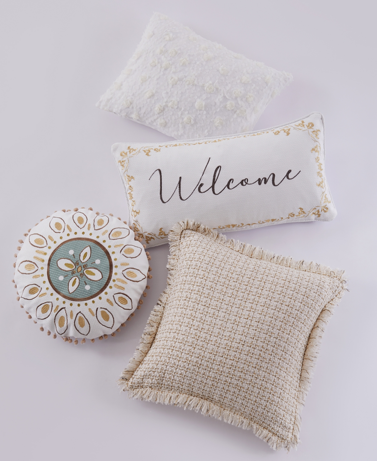 Shop Levtex Cosima Welcome Decorative Pillow, 12" X 24" In Beige