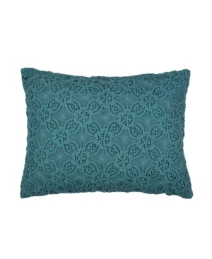 Levtex Nanette Lace Overlay Decorative Pillow, 14" X 18" In Teal
