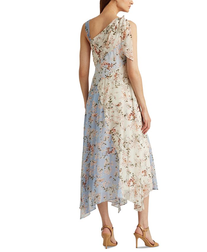 lauren ralph lauren botanical print georgette gown