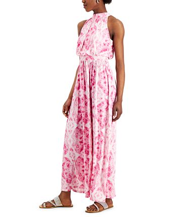 INC International Concepts Printed Halter-Neck Maxi Dress, Created for ...