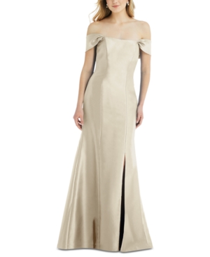 ALFRED SUNG BOW-BACK OFF-THE-SHOULDER GOWN