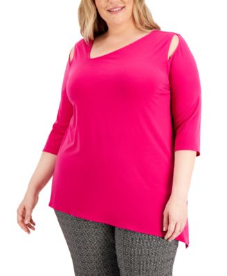 Alfani - Plus Size Asymmetrical Cutout Top