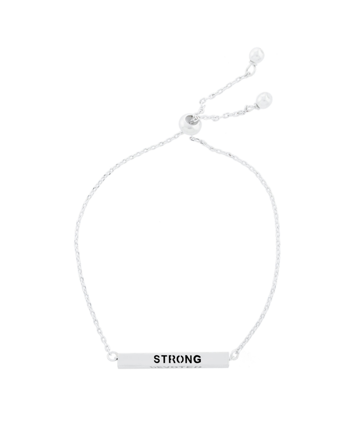 Inspirational Love, Hope, Live, Dream 4 Sided Bar Adjustable Bracelet Plated - Silver