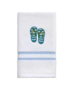 Avanti Beach Mode Flip-flop Motif Cotton Fingertip Towel, 11" X 18" In White