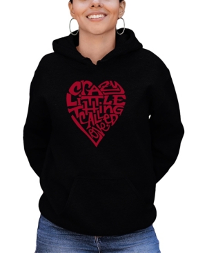 La Pop Art Women's Word Art Crazy Little Thing Called Love Hooded Sweatshirt In Black