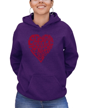 La Pop Art Women's Word Art Crazy Little Thing Called Love Hooded Sweatshirt In Purple
