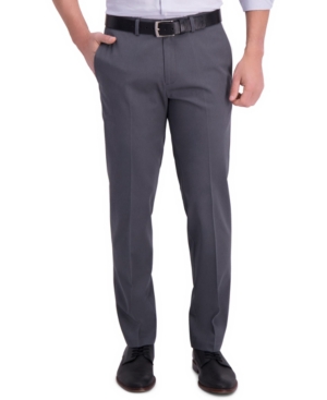Shop Haggar Men's Iron Free Premium Khaki Straight-fit Flat-front Pant In Heather Grey