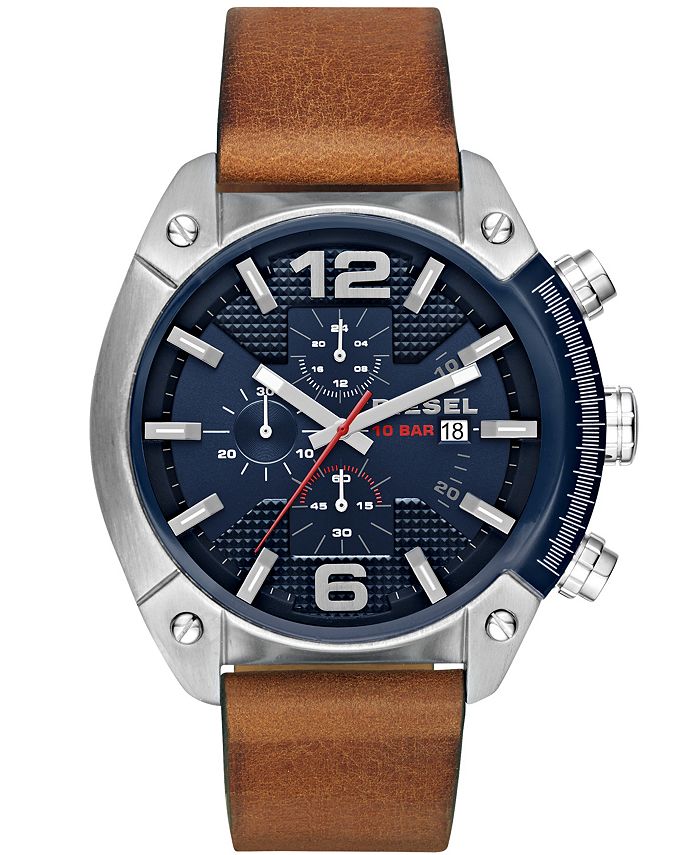 Diesel Mens Overflow Chronograph Brown Leather Watch Macy s
