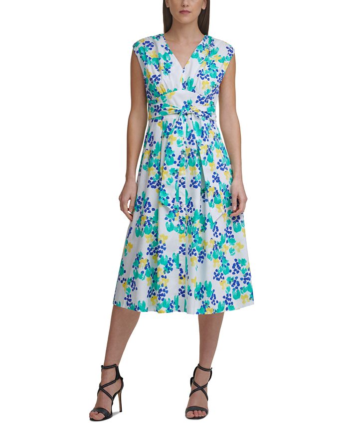 DKNY Belted Floral-Print Shirtdress - Macy's