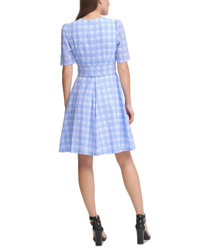 DKNY Cotton Printed Puff-Sleeve Dress & Reviews - Dresses - Women - Macy's