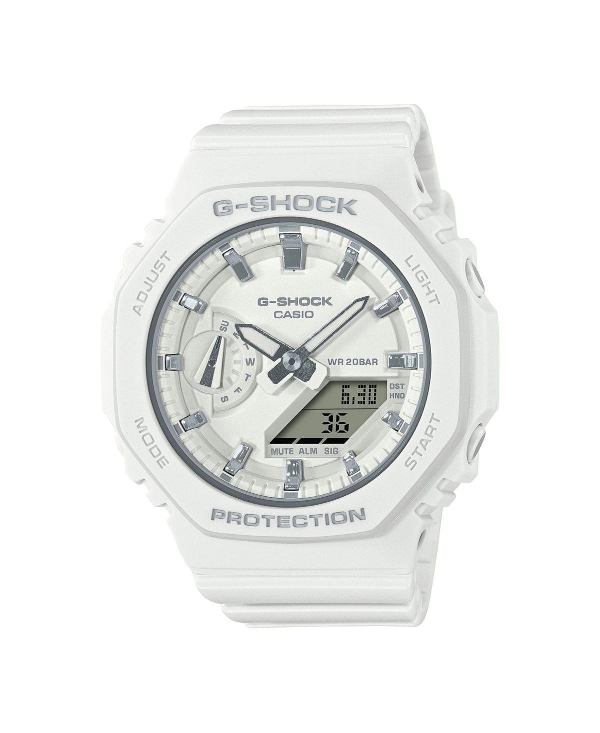 G-Shock Unisex Analog-Digital White Resin Strap Watch 43mm GMAS2100-7A