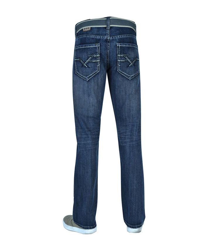 Flypaper Men's Straight Leg Belted Jeans - Macy's