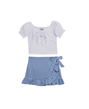 Rare Editions Big Girls Gingham Skirt Set 2 Piece Set