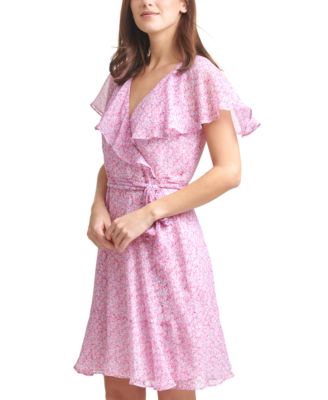 DKNY Ruffled Faux-Wrap Dress