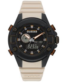 Men's Black & Beige Silicone Digital Watch 47mm