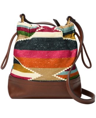 Sac Bandoulière Fossil Gigi à Cordon - Cuir Sage/Turquoise - Neuf Avec Étiquettes