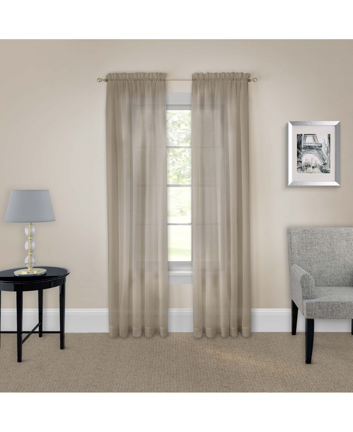 Eclipse Pairs To Go Victoria Voile 63" X 118" Curtain Panel, Set Of 2 In Taupe