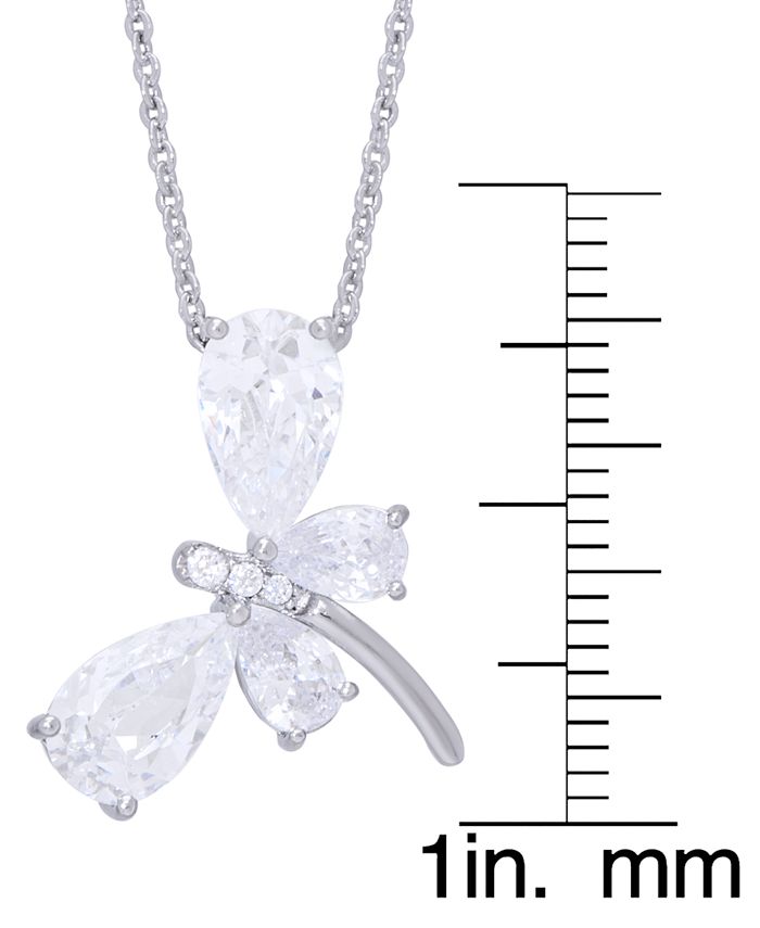 Macy's - Cubic Zirconia Dragonfly Pendant 18" Necklace in Fine Silver Plate