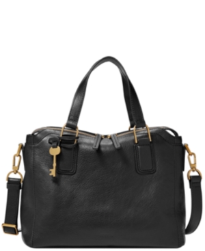 Fossil Jacqueline Leather Satchel In Black