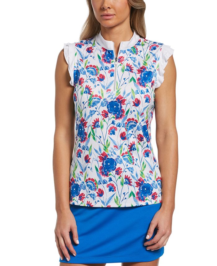 PGA TOUR Women's Floral-Print Golf Shirt - Macy's