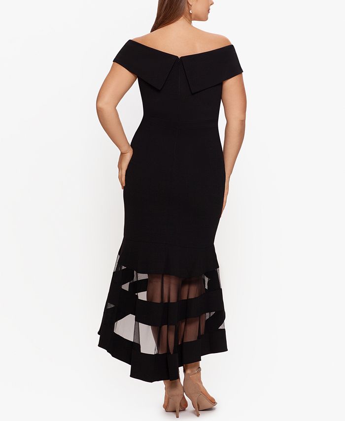 XSCAPE Plus Size Illusion-Hem High-Low Gown - Macy's