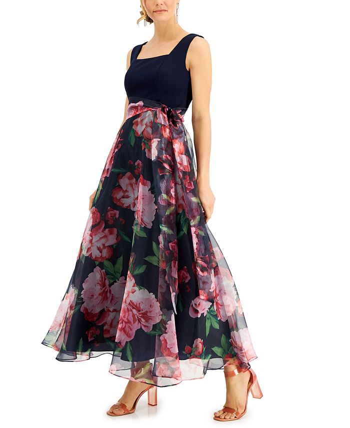 Eliza J Petite Floral-Skirt Gown - Macy's