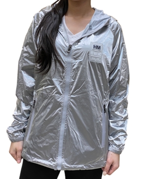 Shop Spire By Galaxy Women's Fashion Hooded Zip-up Windbreaker In Silver-tone